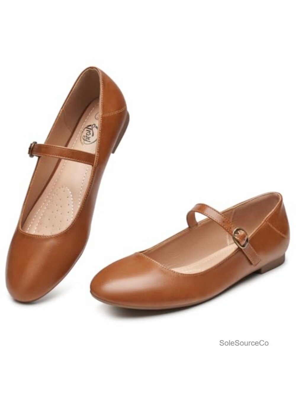 Mary Jane Flats Women Round Toe Ballet Dress Shoes PU Leather
